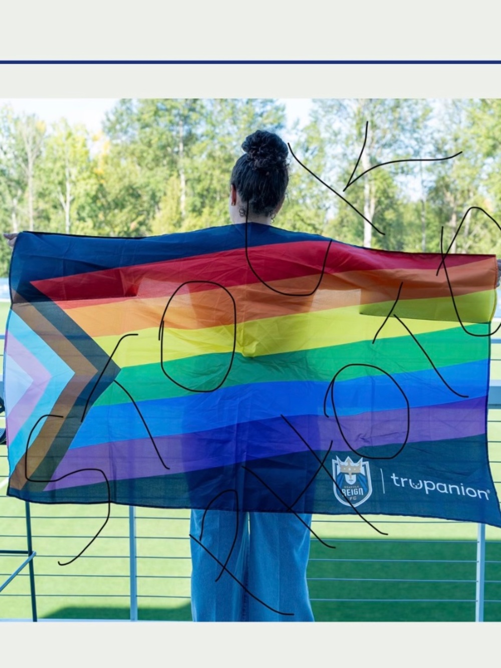 New SGA Seattle Reign FC Trupanion Pride Flag Cape Cape NWSL